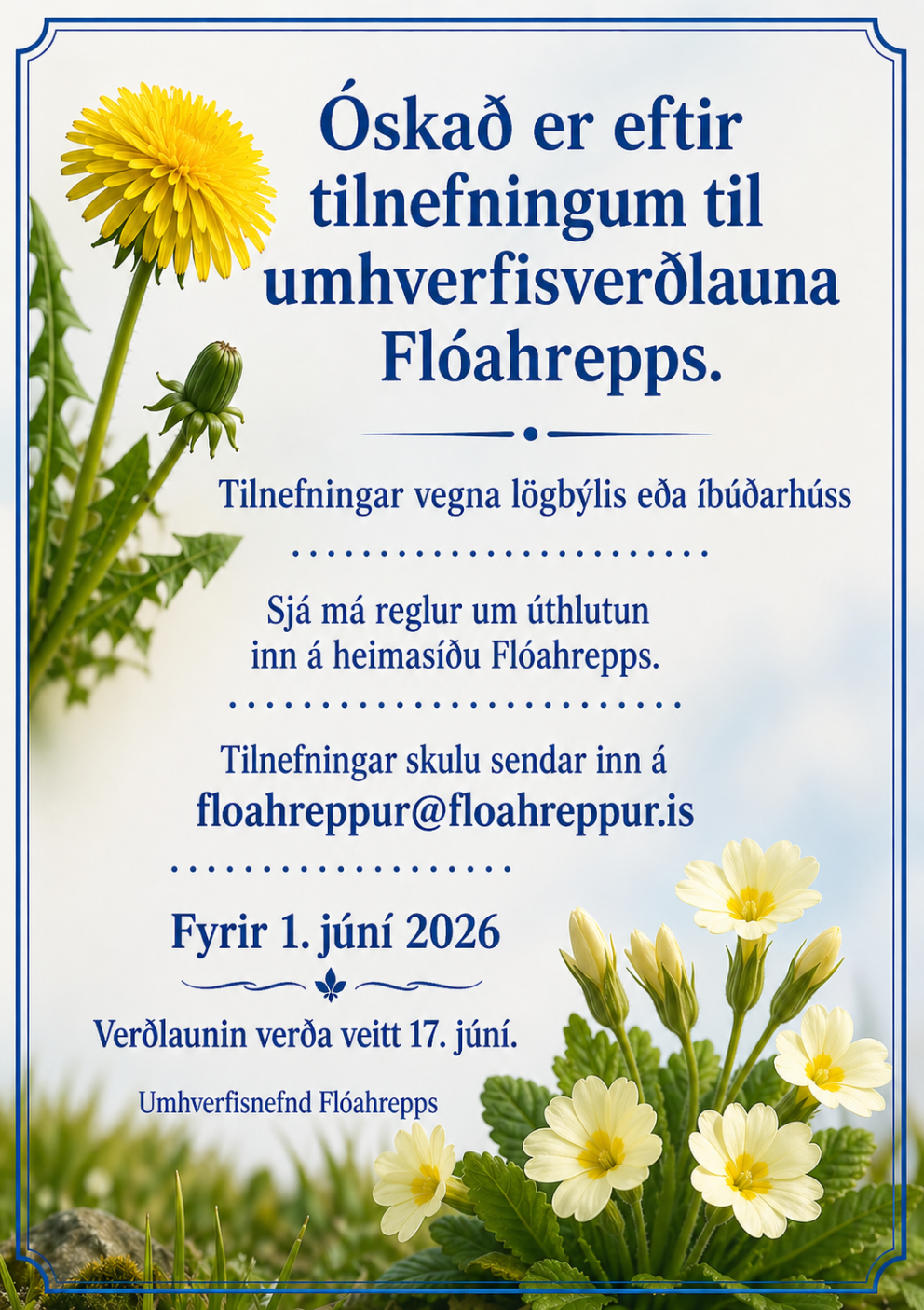 Tilnefningar til umhverfisverðlauna Flóahrepps