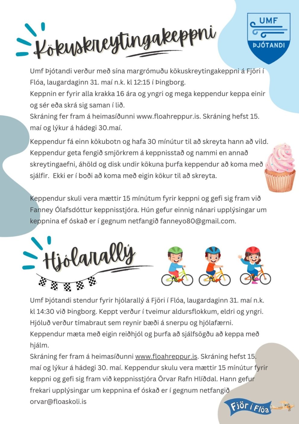 Kökuskreytingakeppni og Hjólarallý á Fjör í Flóa!