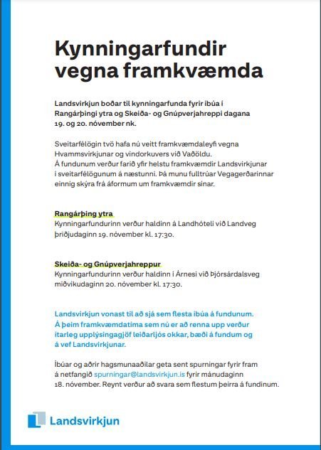Kynningarfundir vegna framkvæmda