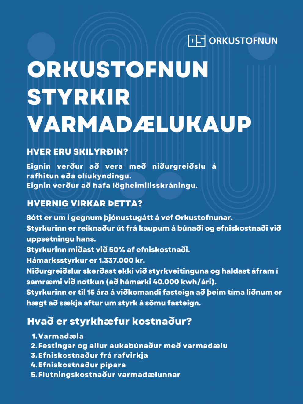 Orkustofnun styrkir varmadælukaup