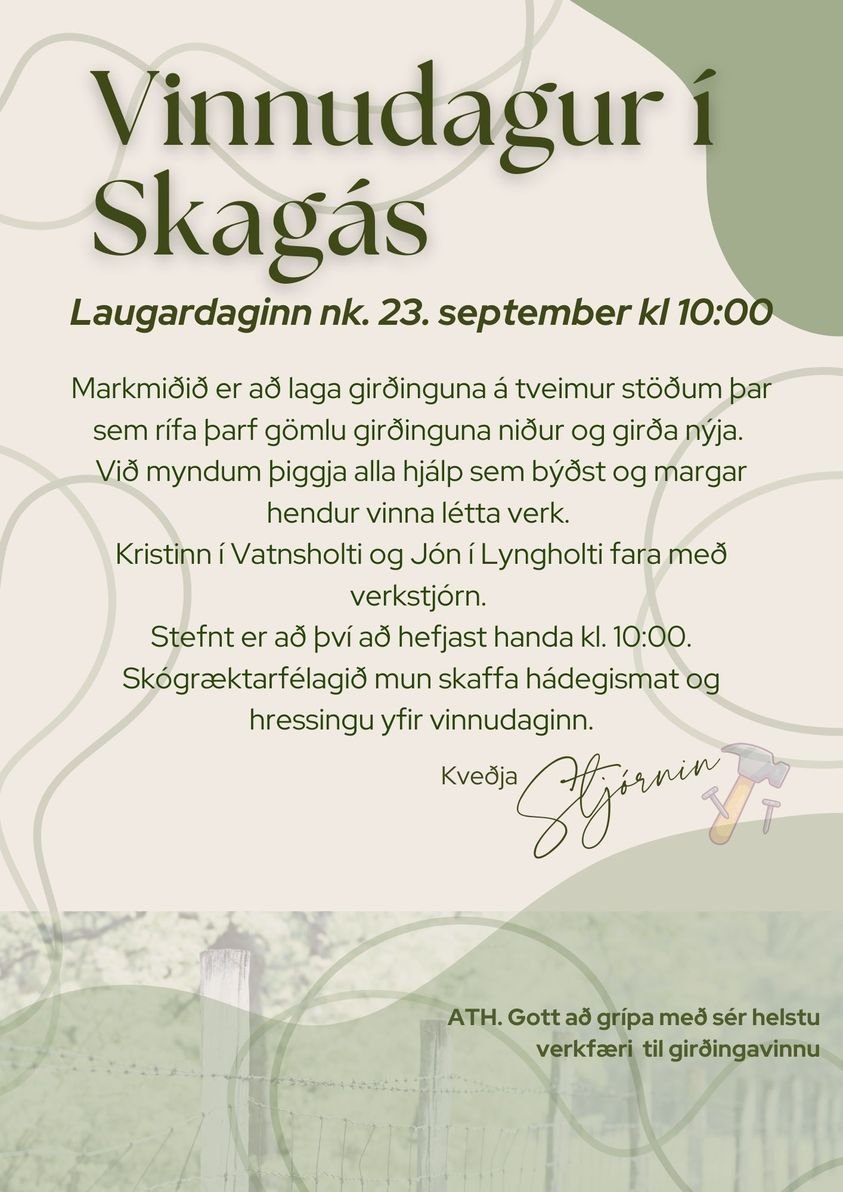 Vinnudagur í skógræktarreitnum Skagási