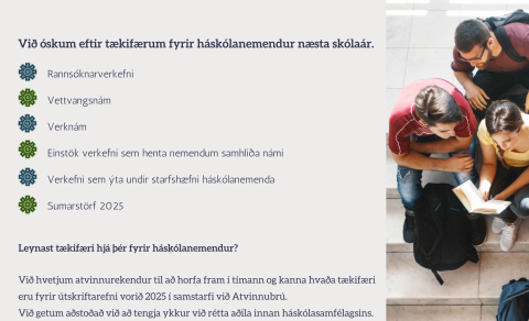 Óskað eftir tækifærum fyrir háskólanemendur næsta skólaár