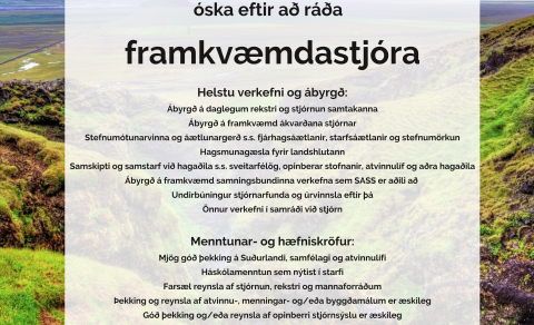 SASS óska eftir að ráða framkvæmdastjóra